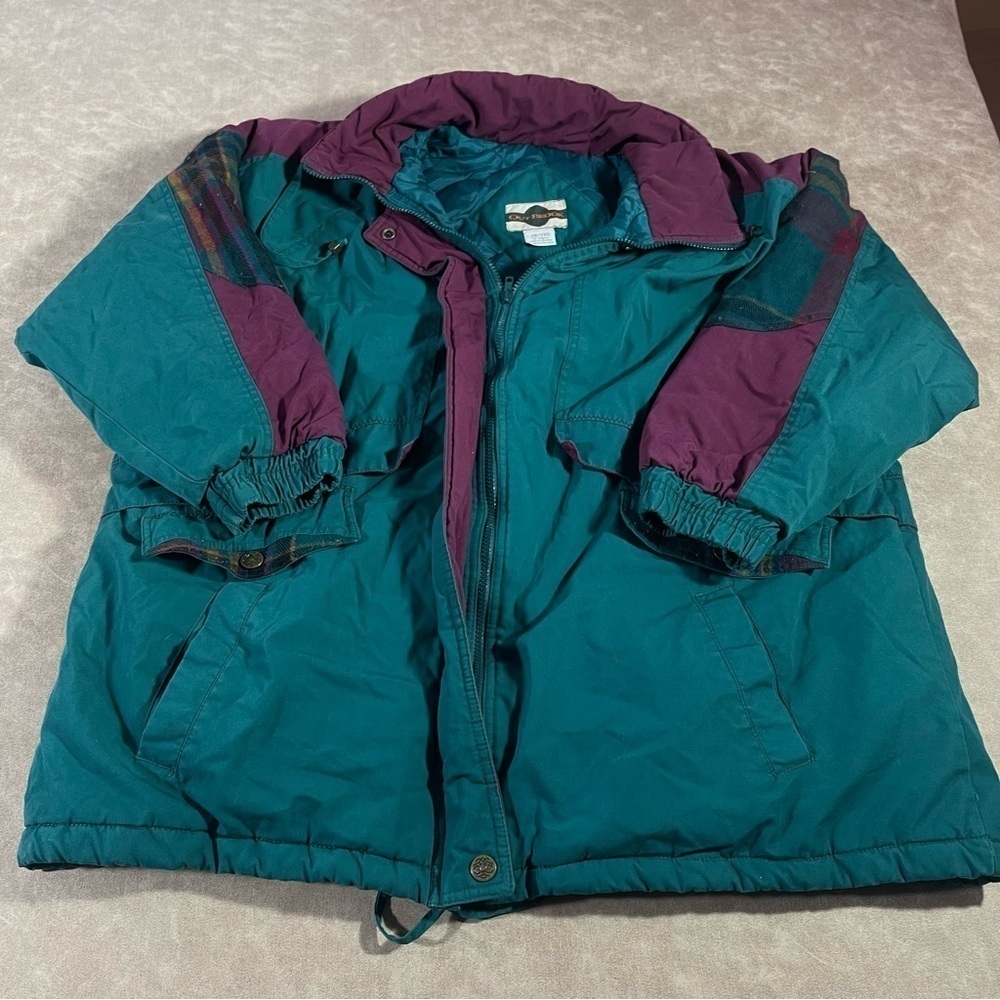 Vintage OutBrook flannel sleeve Green and Purple Jacket Men’s 2XL‎